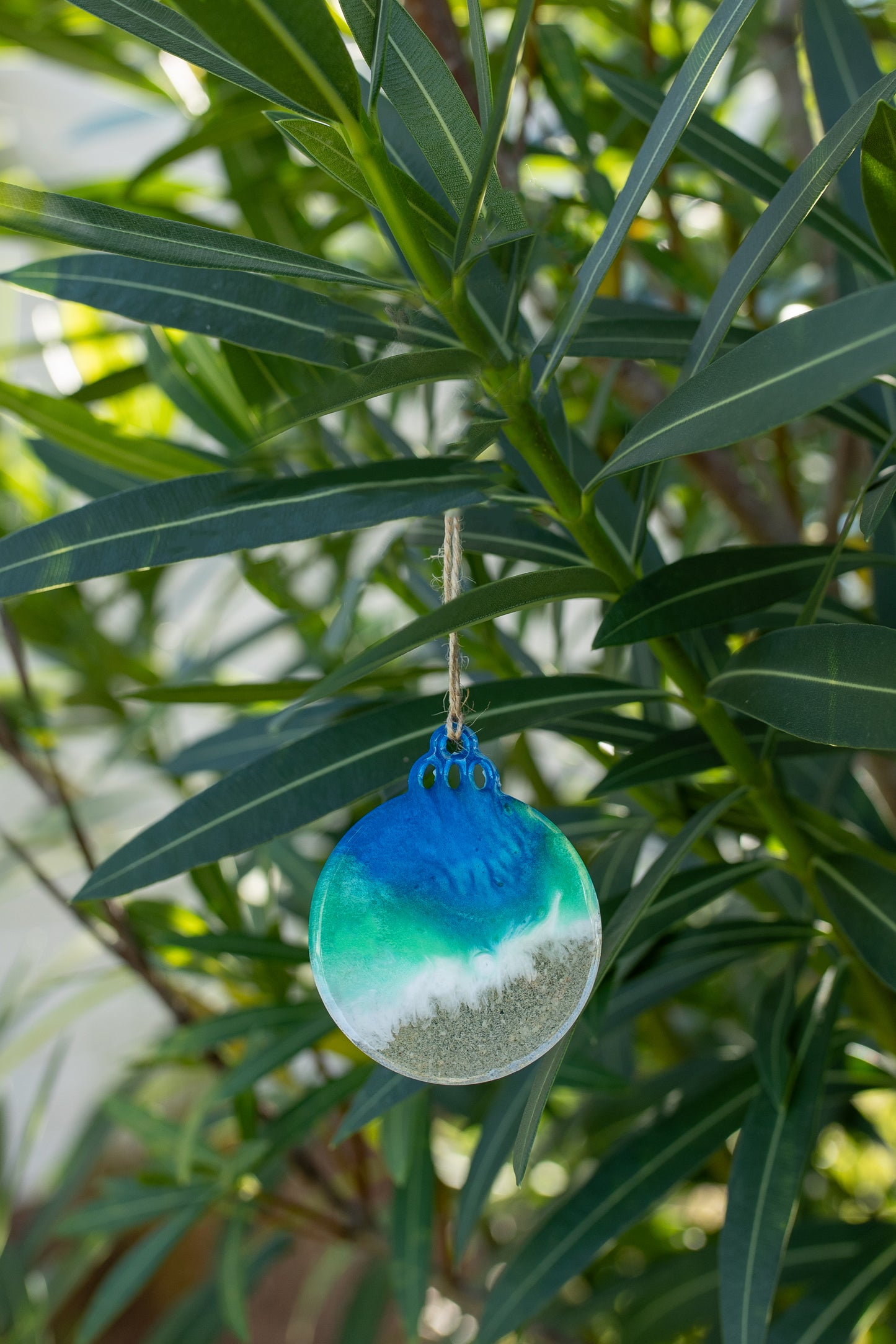 Christmas Resin Ornaments made with Panama City Beach sand (Set of 2)